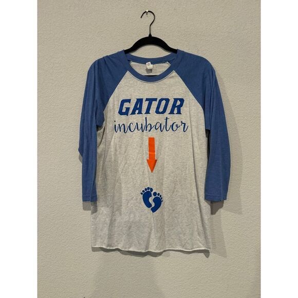 Next Level Apparel Women's Size Medium 3/4 Sleeves Maternity T-shirt Gray/Blue - Picture 1 of 4